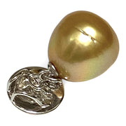Unique 12 x 12.9mm Rich Golden Oval Philippines South Sea Pearl Pendant