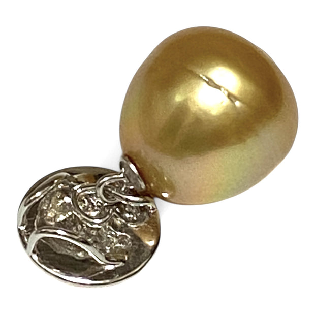 Unique 12 x 12.9mm Rich Golden Oval Philippines South Sea Pearl Pendant