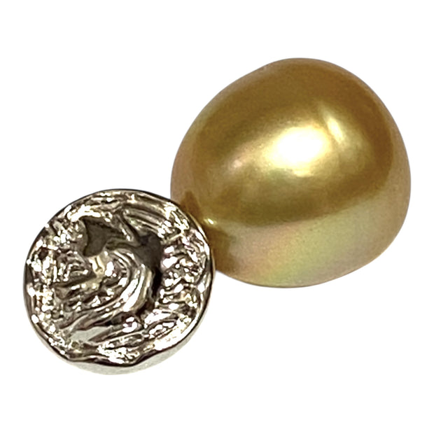 Unique 12 x 12.9mm Rich Golden Oval Philippines South Sea Pearl Pendant