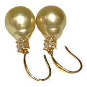 Oval 12.2 x 14.3mm Natural Gold South Sea Cultured Pearl Earrings