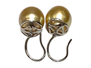 Oval 11.5 x 13mm Natural Rich Gold South Sea Cultured Pearl Earrings