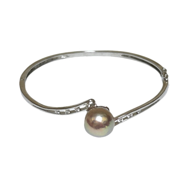 Mirror Luster 10.9mm Purple Pink Edison Round Pearl 7 - 7.5" Bangle