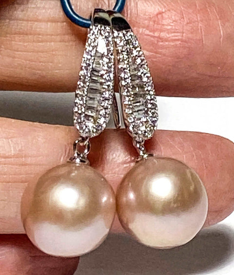 Huge Gorgeous 11.5-12mm Purple Rose Pink Edison Round Pearl EarringsBest Gift For her! Stunning Natural Rose Pink 11.5 - 12mm Natural Purple Rose Pink Edison Cultured Round Pearl Dangle Hook EarringsPEARL INFORMATIONPearl Type: PremiEarringsFine JewelryThe Fine Pearls JewelryHuge Gorgeous 11