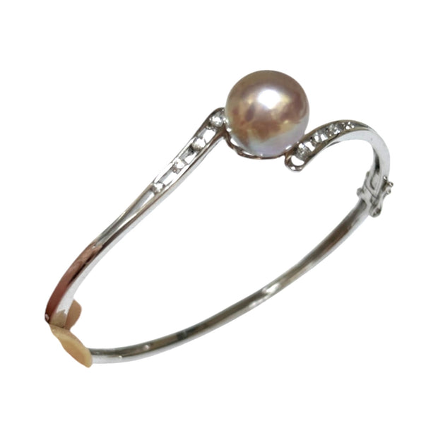 Mirror Luster 10.9mm Purple Pink Edison Round Pearl 7 - 7.5" Bangle