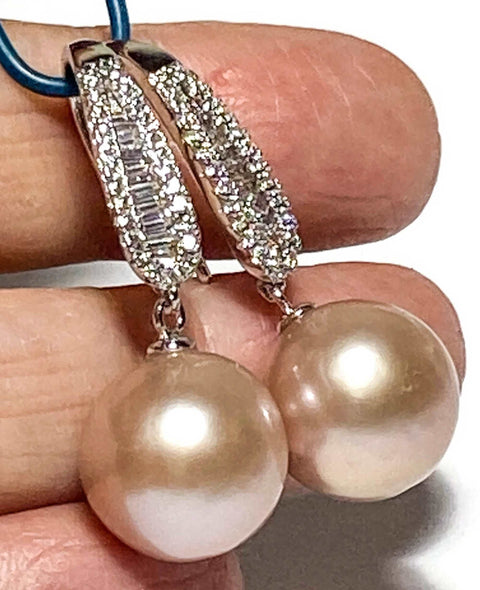 Huge Gorgeous 11.5-12mm Purple Rose Pink Edison Round Pearl EarringsBest Gift For her! Stunning Natural Rose Pink 11.5 - 12mm Natural Purple Rose Pink Edison Cultured Round Pearl Dangle Hook EarringsPEARL INFORMATIONPearl Type: PremiEarringsFine JewelryThe Fine Pearls JewelryHuge Gorgeous 11
