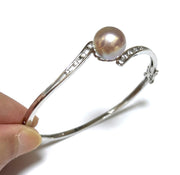 Mirror Luster 10.9mm Purple Pink Edison Round Pearl 7 - 7.5" Bangle