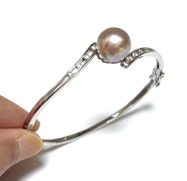 Mirror Luster 10.9mm Purple Pink Edison Round Pearl 7 - 7.5" Bangle