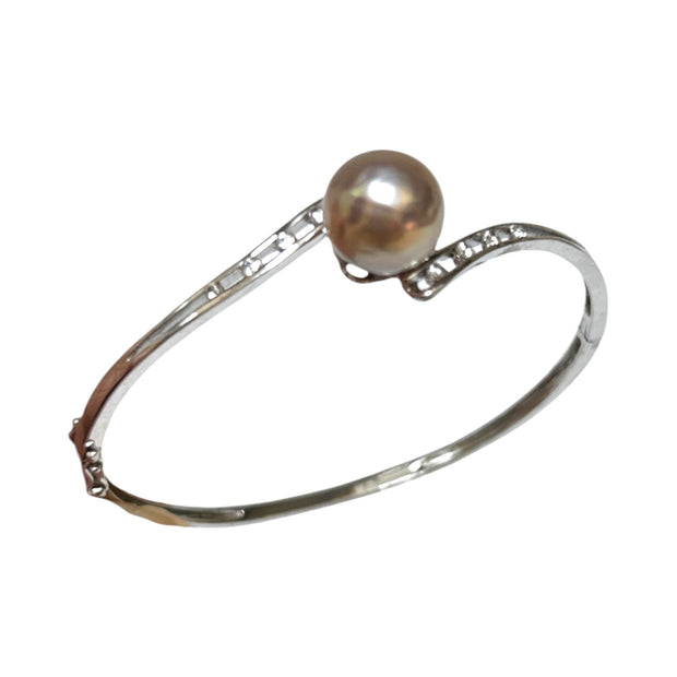 Mirror Luster 10.9mm Purple Pink Edison Round Pearl 7 - 7.5" Bangle