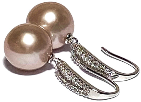 Huge Gorgeous 11.5-12mm Purple Rose Pink Edison Round Pearl EarringsBest Gift For her! Stunning Natural Rose Pink 11.5 - 12mm Natural Purple Rose Pink Edison Cultured Round Pearl Dangle Hook EarringsPEARL INFORMATIONPearl Type: PremiEarringsFine JewelryThe Fine Pearls JewelryHuge Gorgeous 11