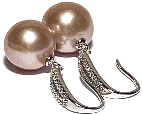 Huge Gorgeous 11.5-12mm Purple Rose Pink Edison Round Pearl EarringsBest Gift For her! Stunning Natural Rose Pink 11.5 - 12mm Natural Purple Rose Pink Edison Cultured Round Pearl Dangle Hook EarringsPEARL INFORMATIONPearl Type: PremiEarringsFine JewelryThe Fine Pearls JewelryHuge Gorgeous 11