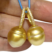 Baroque 11.9 x 14mm Rich Gold South Sea Pearl Clip- On  Earrings