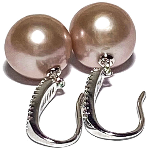 Huge Gorgeous 11.5-12mm Purple Rose Pink Edison Round Pearl EarringsBest Gift For her! Stunning Natural Rose Pink 11.5 - 12mm Natural Purple Rose Pink Edison Cultured Round Pearl Dangle Hook EarringsPEARL INFORMATIONPearl Type: PremiEarringsFine JewelryThe Fine Pearls JewelryHuge Gorgeous 11