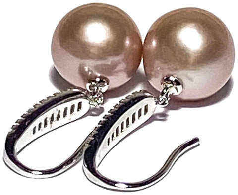 Huge Gorgeous 11.5-12mm Purple Rose Pink Edison Round Pearl EarringsBest Gift For her! Stunning Natural Rose Pink 11.5 - 12mm Natural Purple Rose Pink Edison Cultured Round Pearl Dangle Hook EarringsPEARL INFORMATIONPearl Type: PremiEarringsFine JewelryThe Fine Pearls JewelryHuge Gorgeous 11
