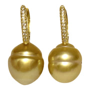 Baroque 11.9 x 14mm Rich Gold South Sea Pearl Clip- On  Earrings