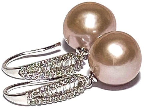 Huge Gorgeous 11.5-12mm Purple Rose Pink Edison Round Pearl EarringsBest Gift For her! Stunning Natural Rose Pink 11.5 - 12mm Natural Purple Rose Pink Edison Cultured Round Pearl Dangle Hook EarringsPEARL INFORMATIONPearl Type: PremiEarringsFine JewelryThe Fine Pearls JewelryHuge Gorgeous 11