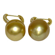 Baroque 11.9 x 14mm Rich Gold South Sea Pearl Clip- On  Earrings