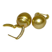 Baroque 11.9 x 14mm Rich Gold South Sea Pearl Clip- On  Earrings