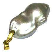 Shinny 15.5 x 13 x 30mm Smoke Gray Blue Cultured Pearl Pendant