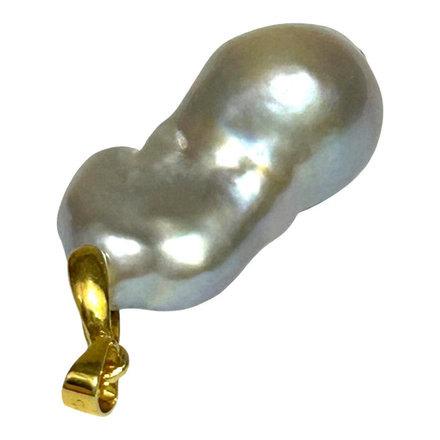 Shinny 15.5 x 13 x 30mm Smoke Gray Blue Cultured Pearl Pendant