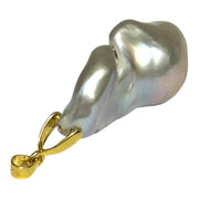 Shinny 15.5 x 13 x 30mm Smoke Gray Blue Cultured Pearl Pendant