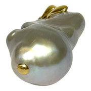 Shinny 15.5 x 13 x 30mm Smoke Gray Blue Cultured Pearl Pendant