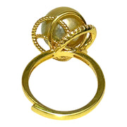 Unique Flower 11.7mm Gold South Sea Round Pearl Ring Size 6.5
