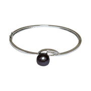 Mirror Luster 10.7mm Purple Black Edison Round Pearl 7 - 7.5" Bangle