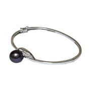 Mirror Luster 10.7mm Purple Black Edison Round Pearl 7 - 7.5" Bangle