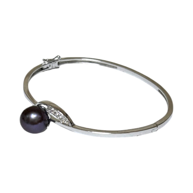 Mirror Luster 10.7mm Purple Black Edison Round Pearl 7 - 7.5" Bangle
