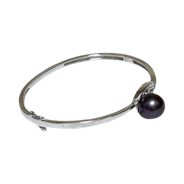 Mirror Luster 10.7mm Purple Black Edison Round Pearl 7 - 7.5" Bangle
