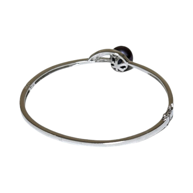 Mirror Luster 10.7mm Purple Black Edison Round Pearl 7 - 7.5" Bangle