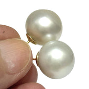 Round 12.6mm Silver White Indonesia South Sea Pearl Stud Earrings