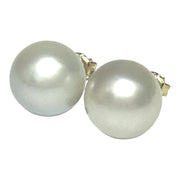 Round 12.6mm Silver White Indonesia South Sea Pearl Stud Earrings