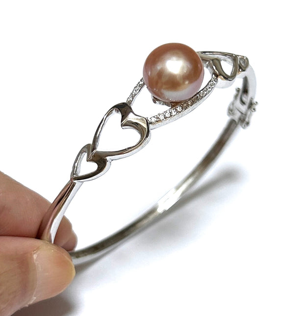 Elegant 7 - 7.5" Bangle 10.5mm Natural Purple Pink Edison Round Pearl