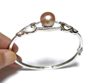 Elegant 7 - 7.5" Bangle 10.5mm Natural Purple Pink Edison Round Pearl