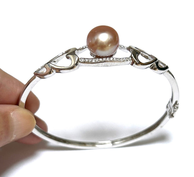 Elegant 7 - 7.5" Bangle 10.5mm Natural Purple Pink Edison Round Pearl
