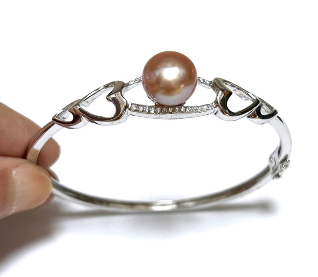 Elegant 7 - 7.5" Bangle 10.5mm Natural Purple Pink Edison Round Pearl