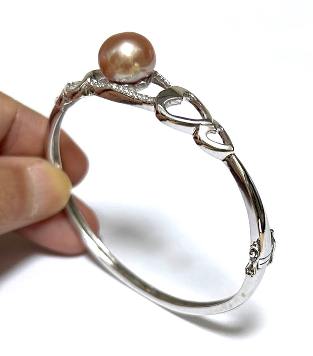 Elegant 7 - 7.5" Bangle 10.5mm Natural Purple Pink Edison Round Pearl