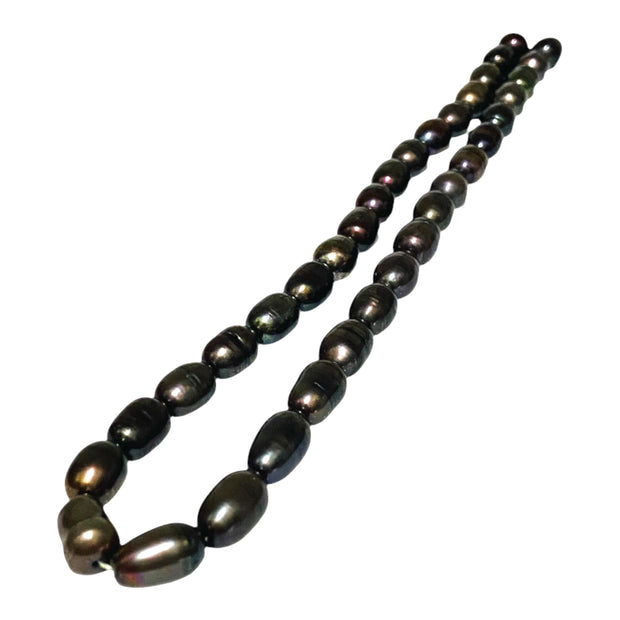 Oval 8.5 x 11.5mm Black Blue Brown FW Pearl 16" Strand - 18" Necklace