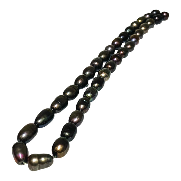 Oval 8.5 x 11.5mm Black Blue Brown FW Pearl 16" Strand - 18" Necklace