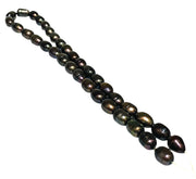 Oval 8.5 x 11.5mm Black Blue Brown FW Pearl 16" Strand - 18" Necklace