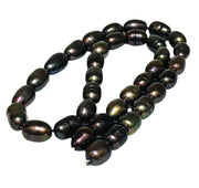 Oval 8.5 x 11.5mm Black Blue Brown FW Pearl 16" Strand - 18" Necklace