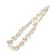 Flat Oval 10.5-11mm Jumbo Natural White Cultured Pearls 16" Strand