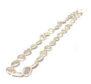 Flat Oval 10.5-11mm Jumbo Natural White Cultured Pearls 16" Strand