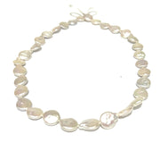 Flat Oval 10.5-11mm Jumbo Natural White Cultured Pearls 16" Strand