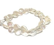 Flat Oval 10.5-11mm Jumbo Natural White Cultured Pearls 16" Strand