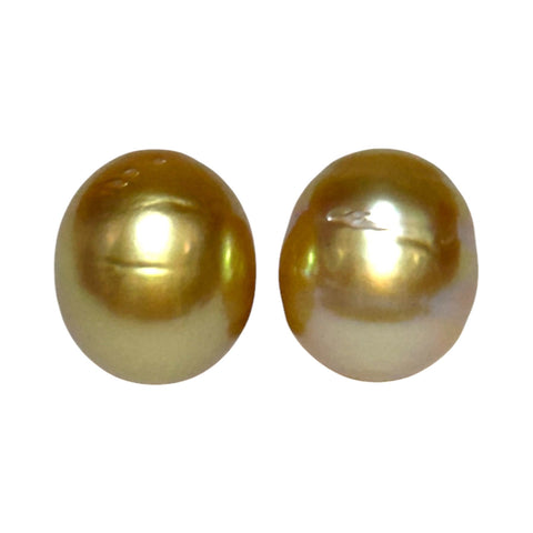 5A Luster A Pair 10.6 x 12.4mm 20.7 Carats Deep Gold South Sea Pearl
