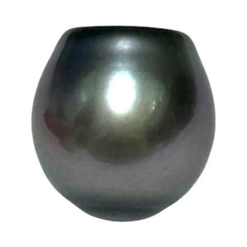 Huge Oval 11.9 x 12.5mm Peacock Gray Green Tahitian Sea Pearl Loose