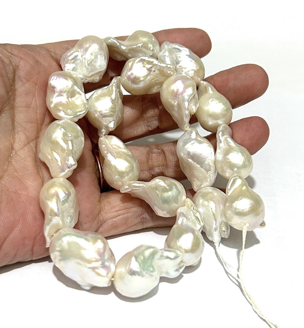 Huge 13.7 - 22.6mm 19 pcs White Pinkish Keshi Pearl 16" Strand Necklace