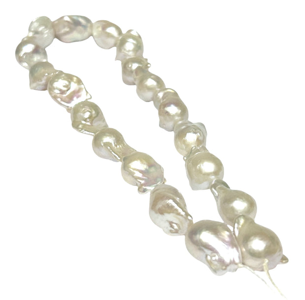 Huge 13.7 - 22.6mm 19 pcs White Pinkish Keshi Pearl 16" Strand Necklace